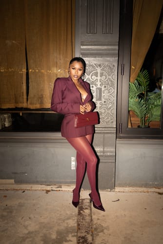 Customer photo review of Power Shoulder Fitted Suit Blazer