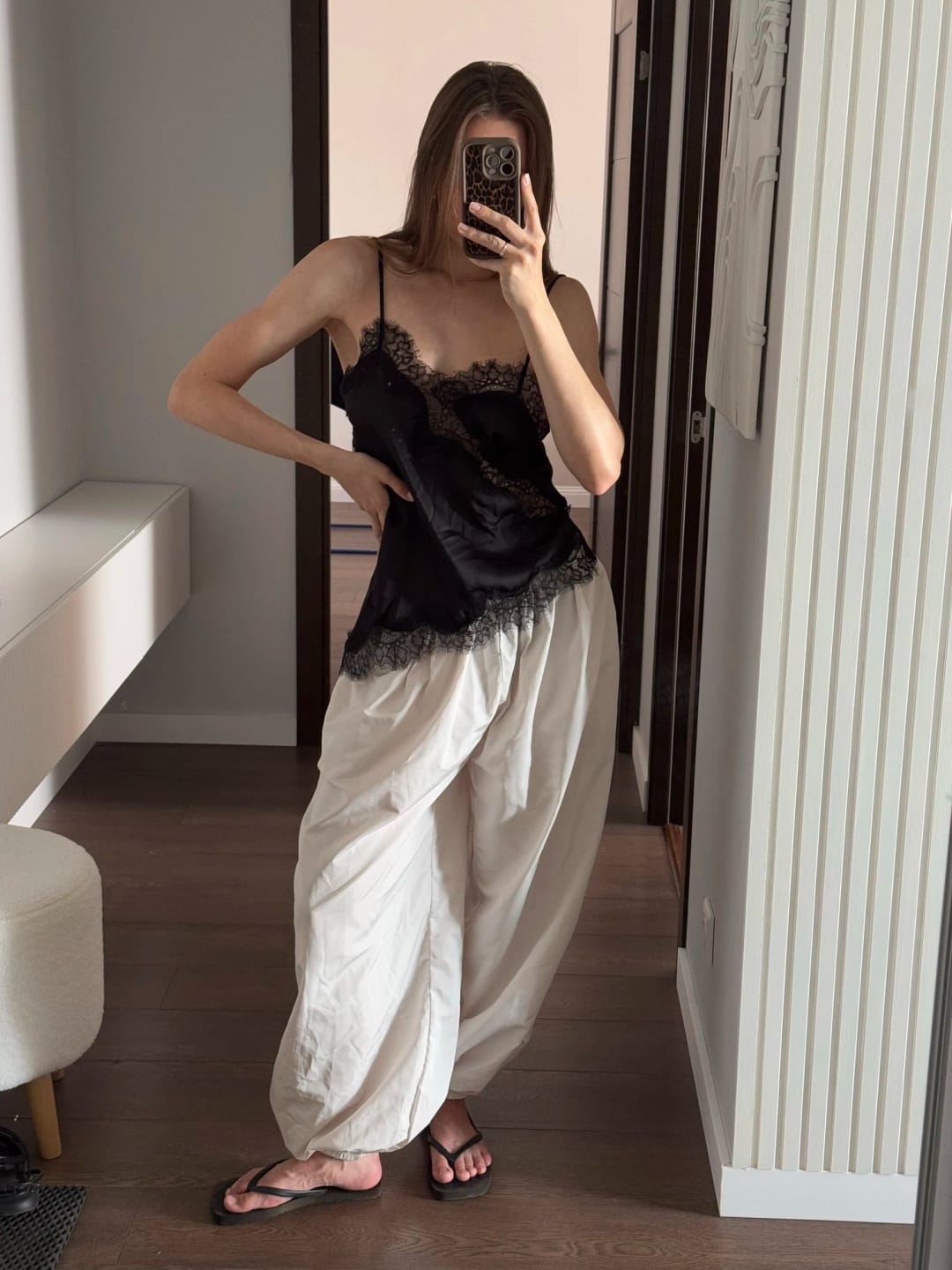Customer photo review of Kara Asymmetric Satin Cami Top