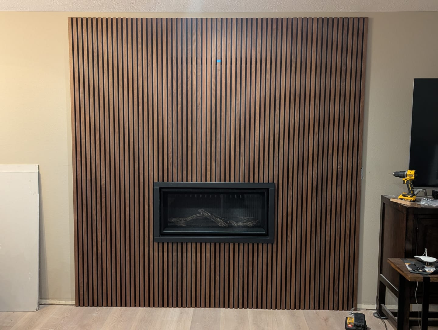 Customer photo review of Natural Walnut Acoustic Slat Panel 118" Sample