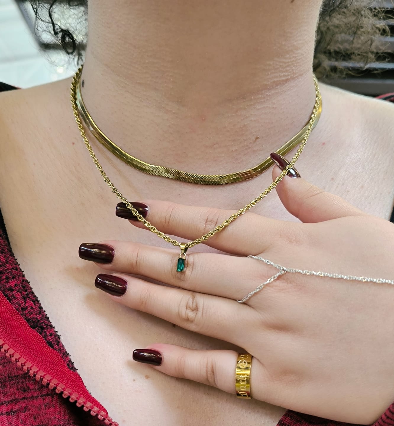 Customer photo review of Herringbone Necklace