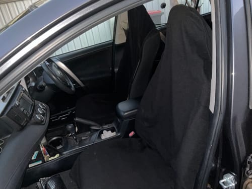 Customer photo review of Waterproof Car Seat Towel – Navy Blue | Towel Society