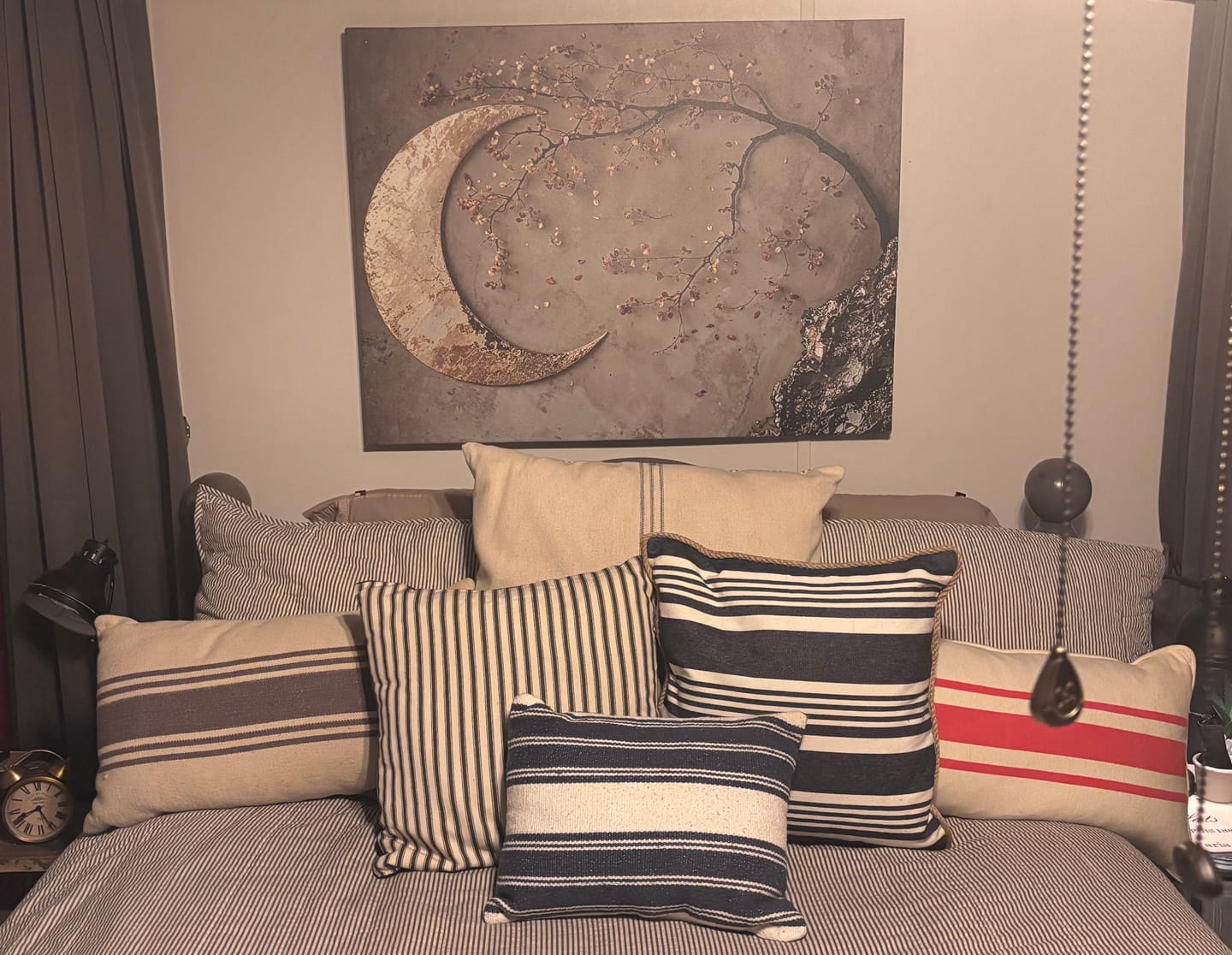 Customer photo review of Enchanted Moonrise Wall Art – Crescent Moon and Blossoming Branch Canvas