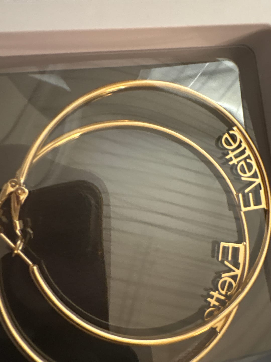 Customer photo review of Name Hoop Earrings