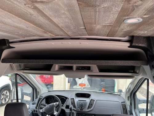 Customer photo review of Ford Transit Headliner Shelf DIY Kit