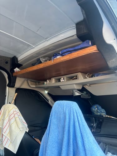 Customer photo review of Ford Transit Headliner Shelf DIY Kit