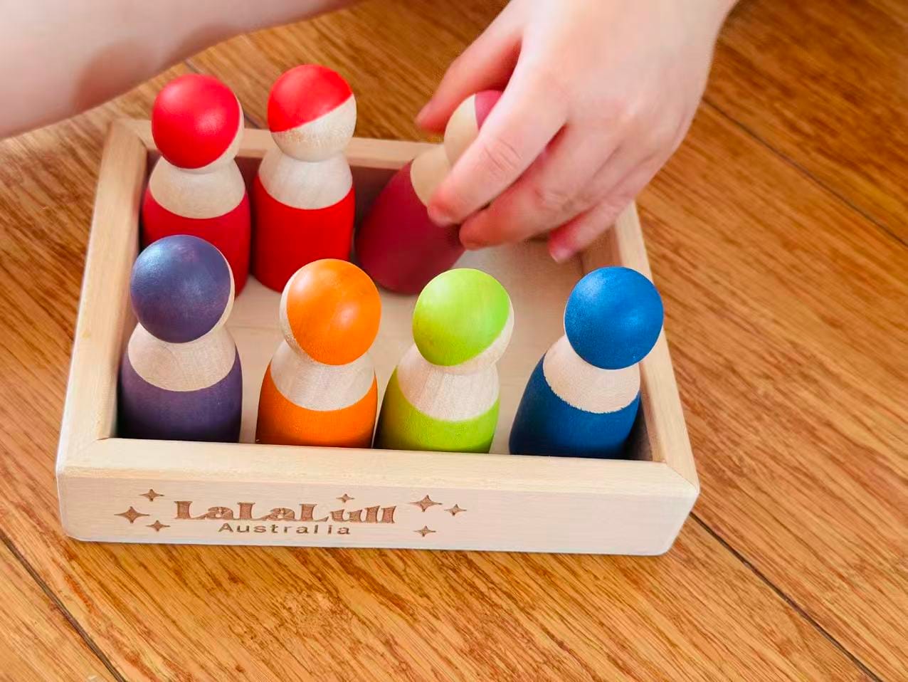 Customer photo review of LaLaLull Australia® Wooden Rainbow Dolls with Tray