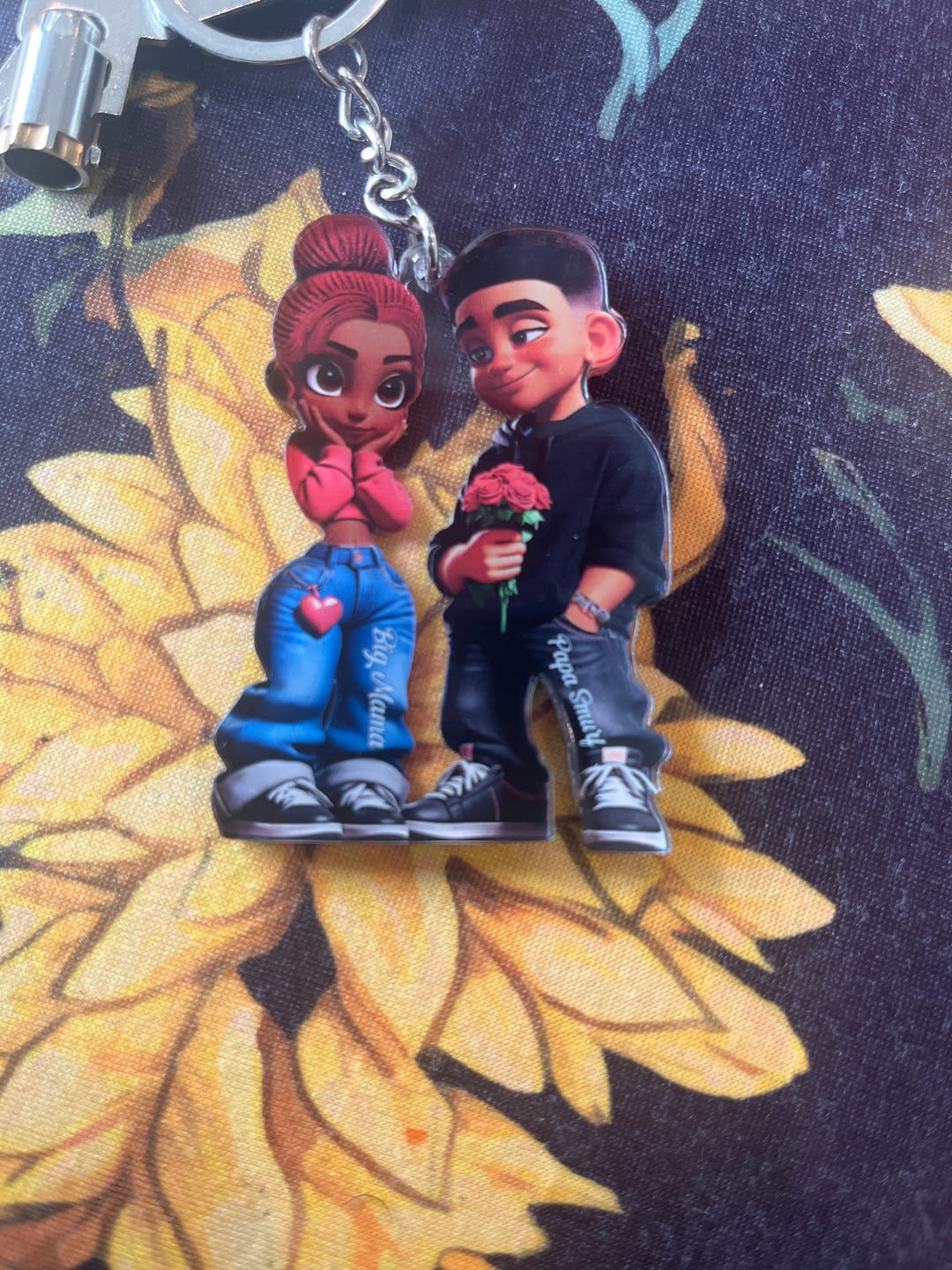 Customer photo review of 3D Effect Y2K Couple Personalized Acrylic Keychain, Perfect Gift For Couple, for him, for her