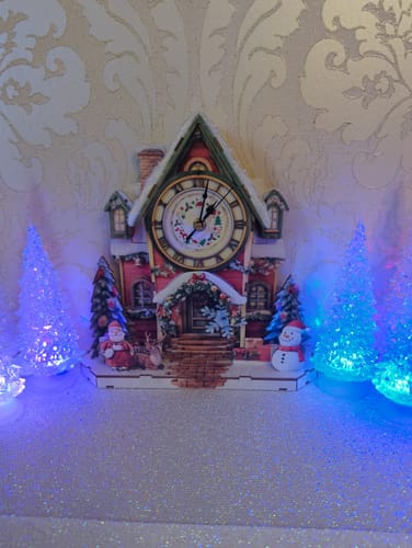 Customer photo review of Christmas House– DIY Wooden Clock, 3D Puzzle Craft Kit