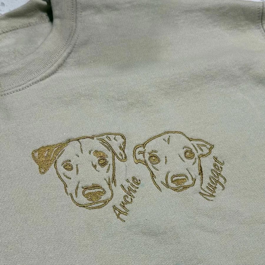 Customer photo review of Embroidered Pet Face and Pet Name on Sleeve Sweatshirt for Pet Lovers