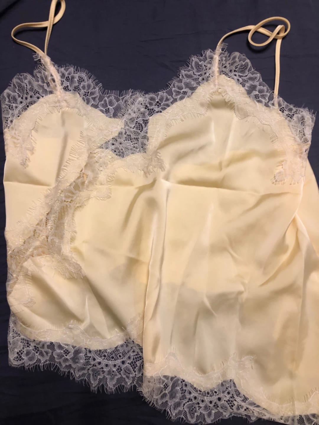 Customer photo review of Kara Asymmetric Satin Cami Top