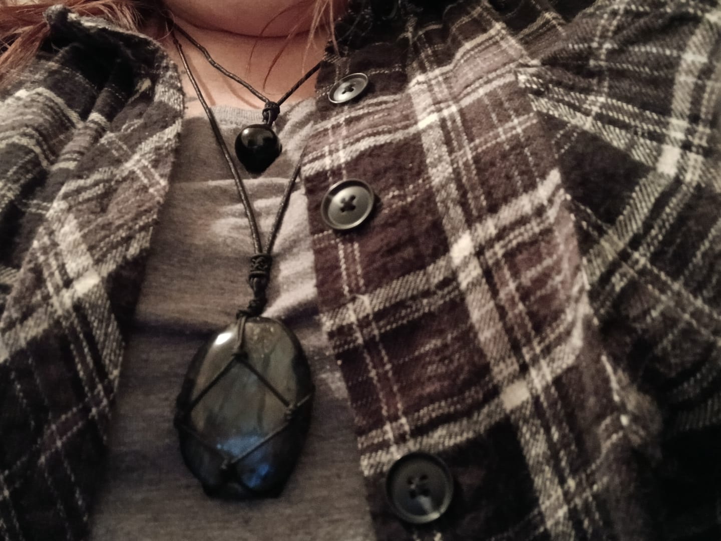 Customer photo review of Obsidian Stone Necklace