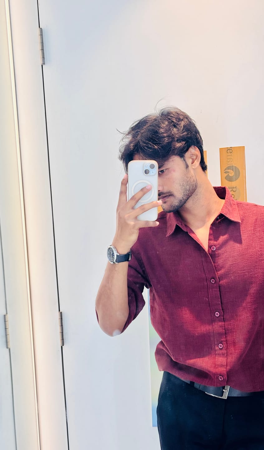 Customer photo review of Dark Maroon Linen Blend Shirt
