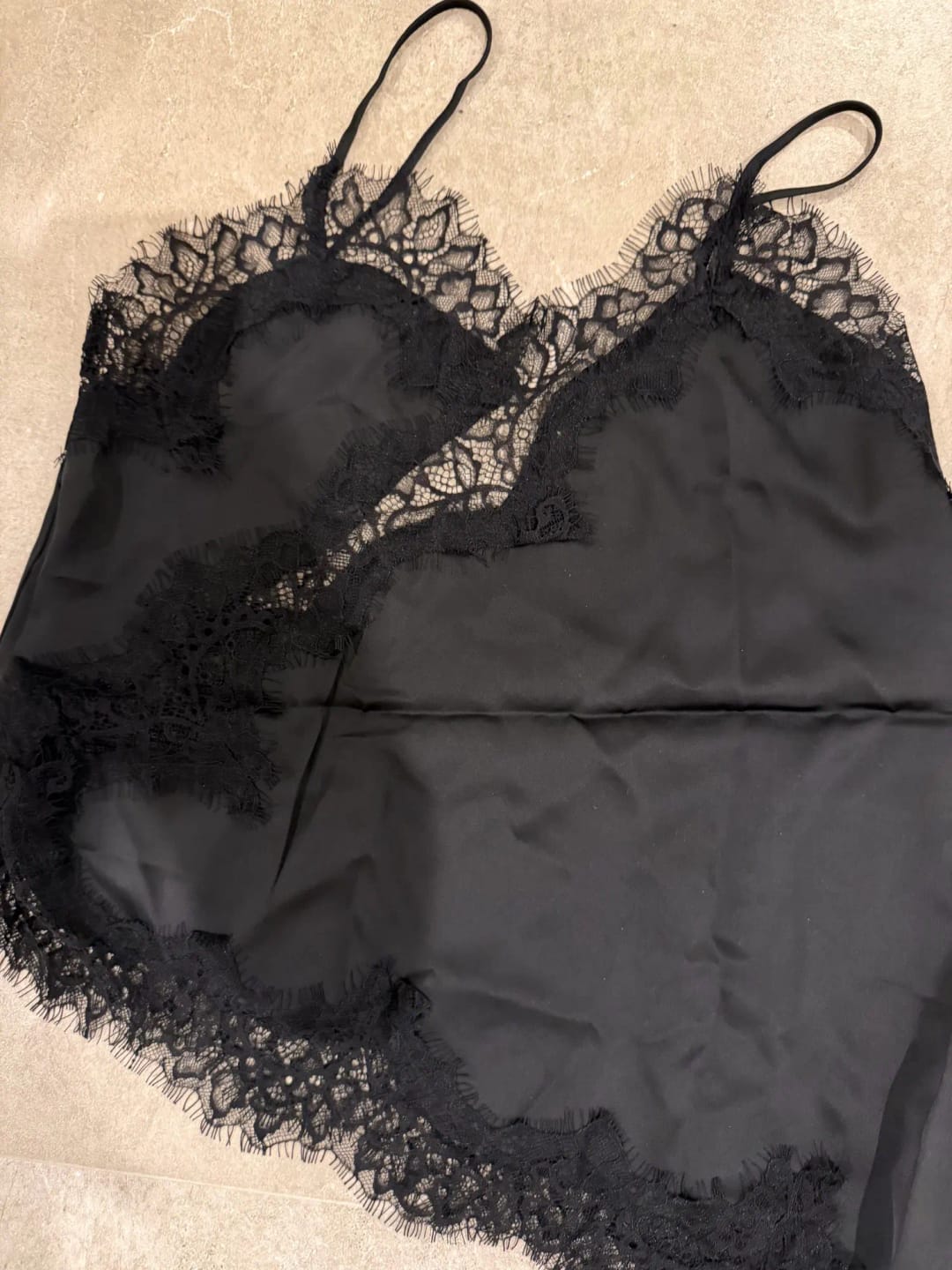 Customer photo review of Kara Asymmetric Satin Cami Top