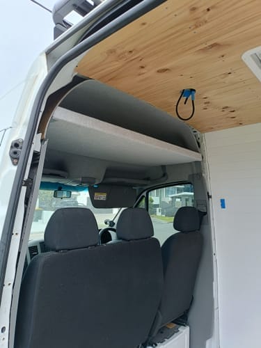 Customer photo review of Sprinter Van Headliner Shelf - DIY Kit | vancillary