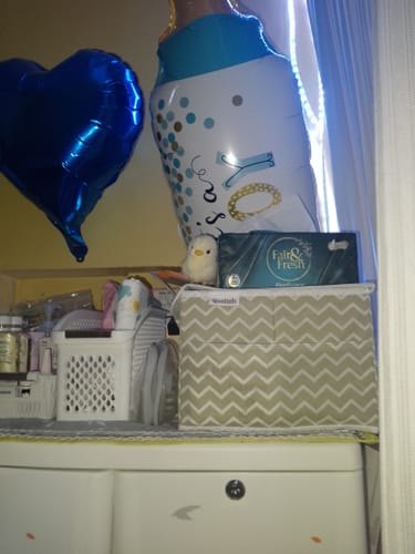 Customer photo review of Qoolish Diaper storage caddy Organizers with Lid! (Available in 6 colors)