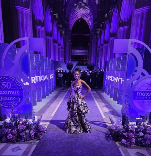 Customer photo review of The Monaco Strapless Jacquard Gown by Aidan Mattox - RENTAL