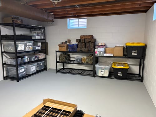 Customer photo review of REIBII Garage Shelving 60"W Adjustable Heavy Duty Metal Shelving Rust-Resistant Garage Organization for Warehouse, Basement,Workshop