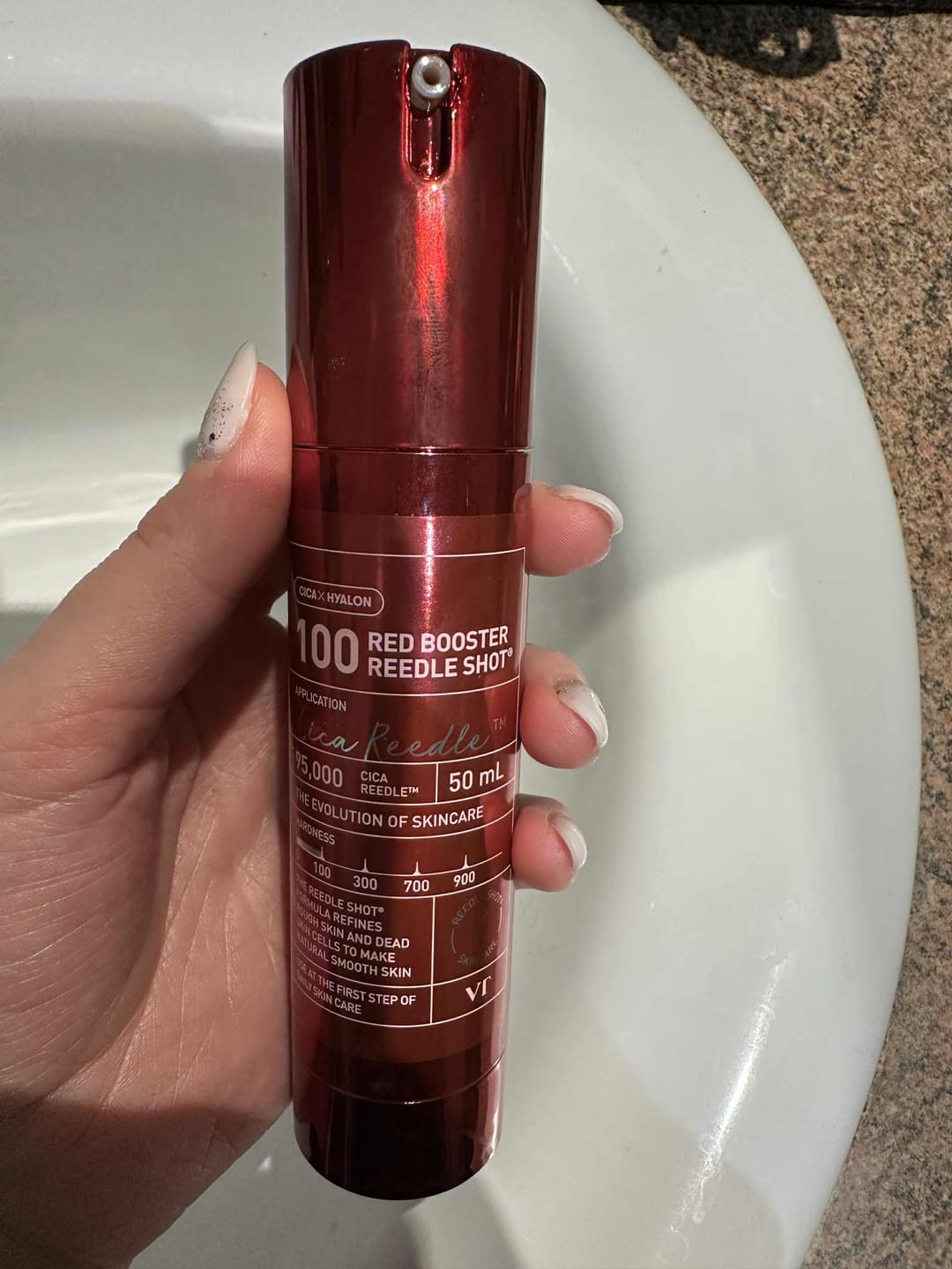 Customer photo review of Būsteris ar mikroadatām un Dragon Blood ekstraktu VT Cosmetics Red Booster Reedle Shot 100