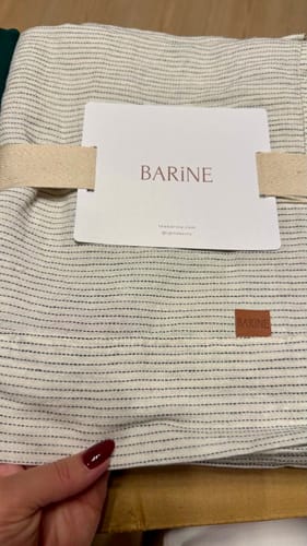 Customer photo review of Keten Masa Örtüsü Siyah Çizgili