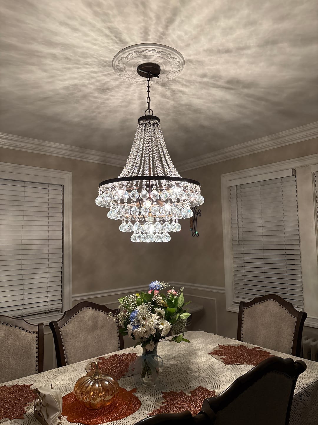 Customer photo review of Vintage Luxury Antique Bronze Crystal Empire Chandelier