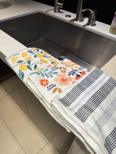 Customer photo review of Subtle F*ck Trump Retro Flower Hand Towel