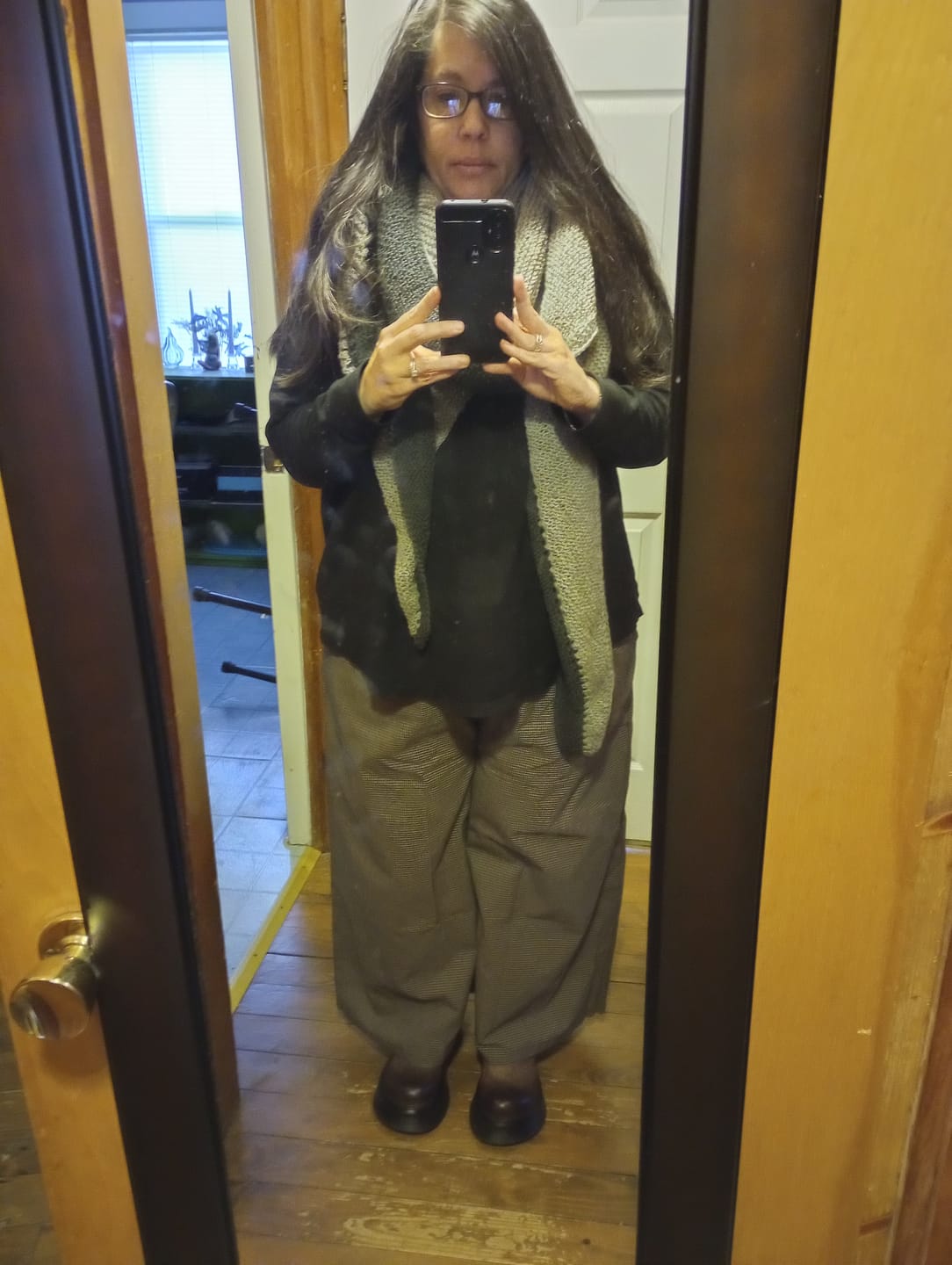 Customer photo review of Plus Size Women Spring Vintage Plaid Linen Straight Pants