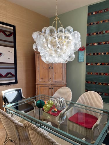 Customer photo review of Brass Cluster Ribbed Glass Globe Bubble Chandelier