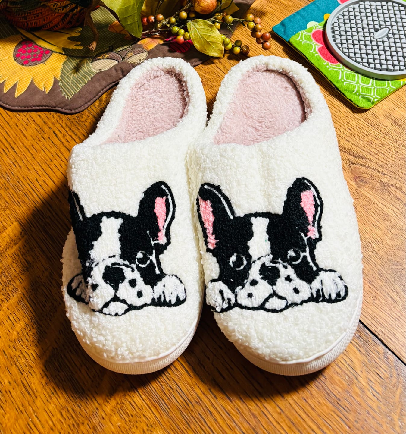 Customer photo review of Boston Terrier Slippers