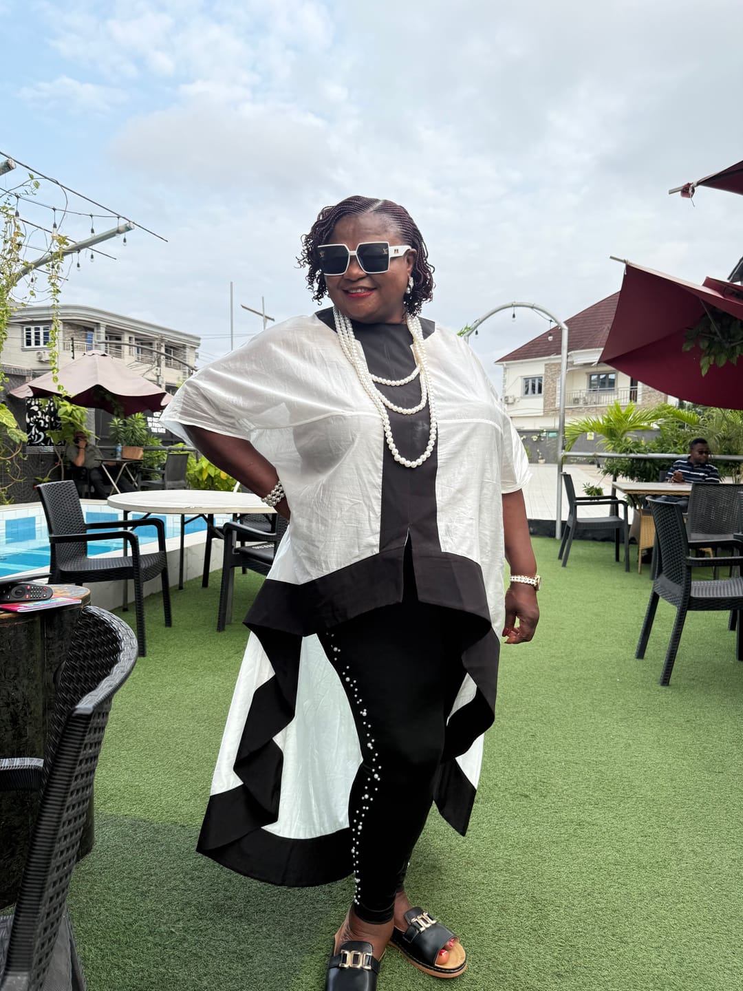 Customer photo review of Batwing Sleeves High-low Gauze See-Through Split-Joint Round-neck Blouses&shirts Tops
