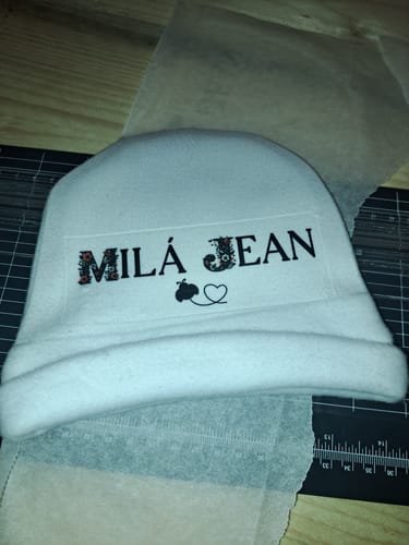 Customer photo review of Fleece Baby muts Wit Babymutsje voor sublimatie