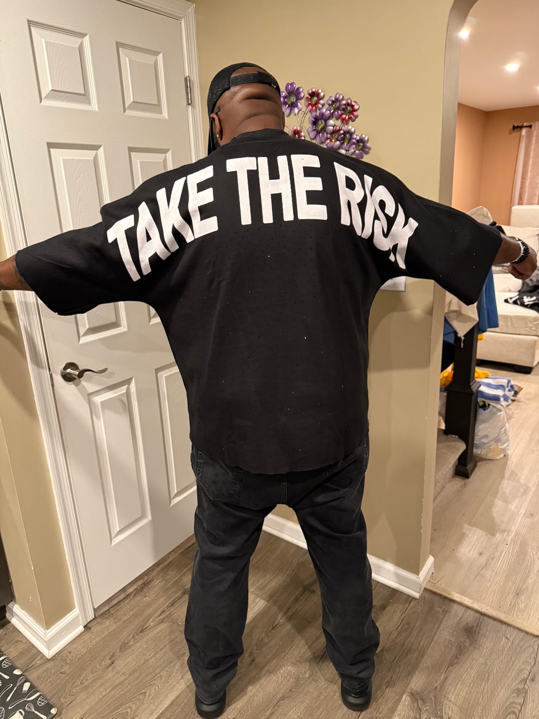 Customer photo review of One Bold Move Oversized Crop Tee (Black)