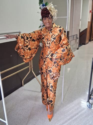 Shamoné B. review of Kaffy Brocade Dress | Orange image 1 out of 1