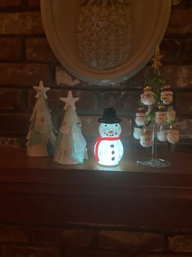 Customer photo review of Grinning 5” Lite-Up Blown Glass Snowman