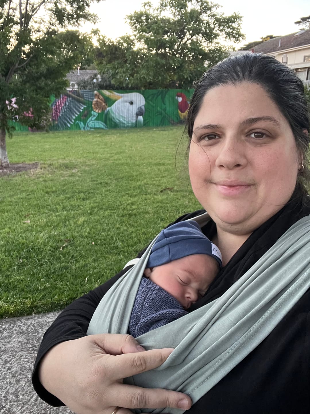 Customer photo review of Baby Dink Carrier - Sage