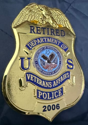 Customer photo review of U. S. Department of Veterans Affair Police badge Replica Movie Props Customizable