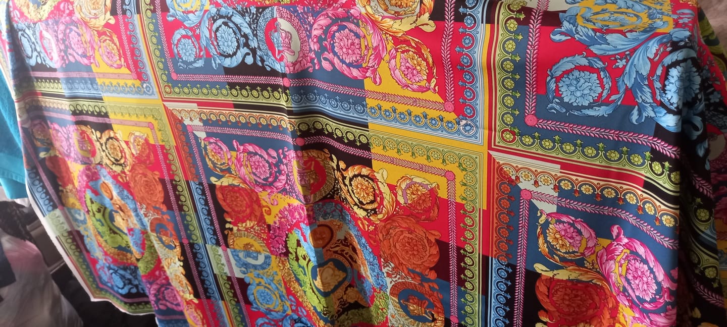Customer photo review of Multicolour Baroque Crepe Fabric by the Metre – Vibrant Style