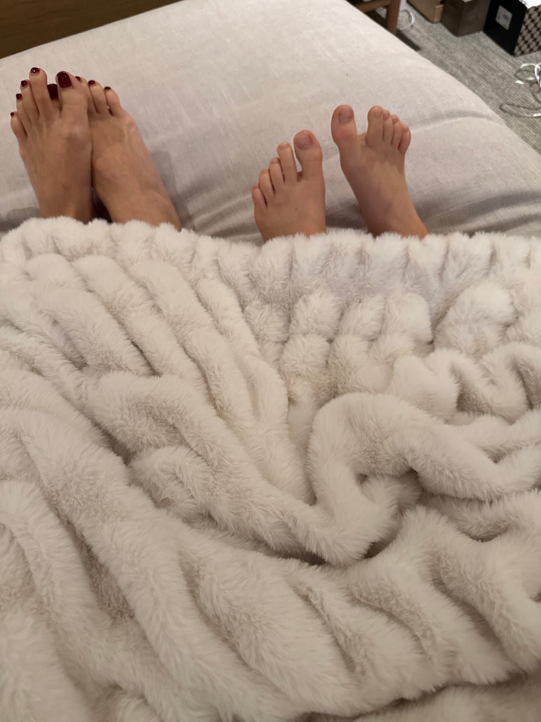 Customer photo review of Cream Clouds Double-sided Minky Blanket