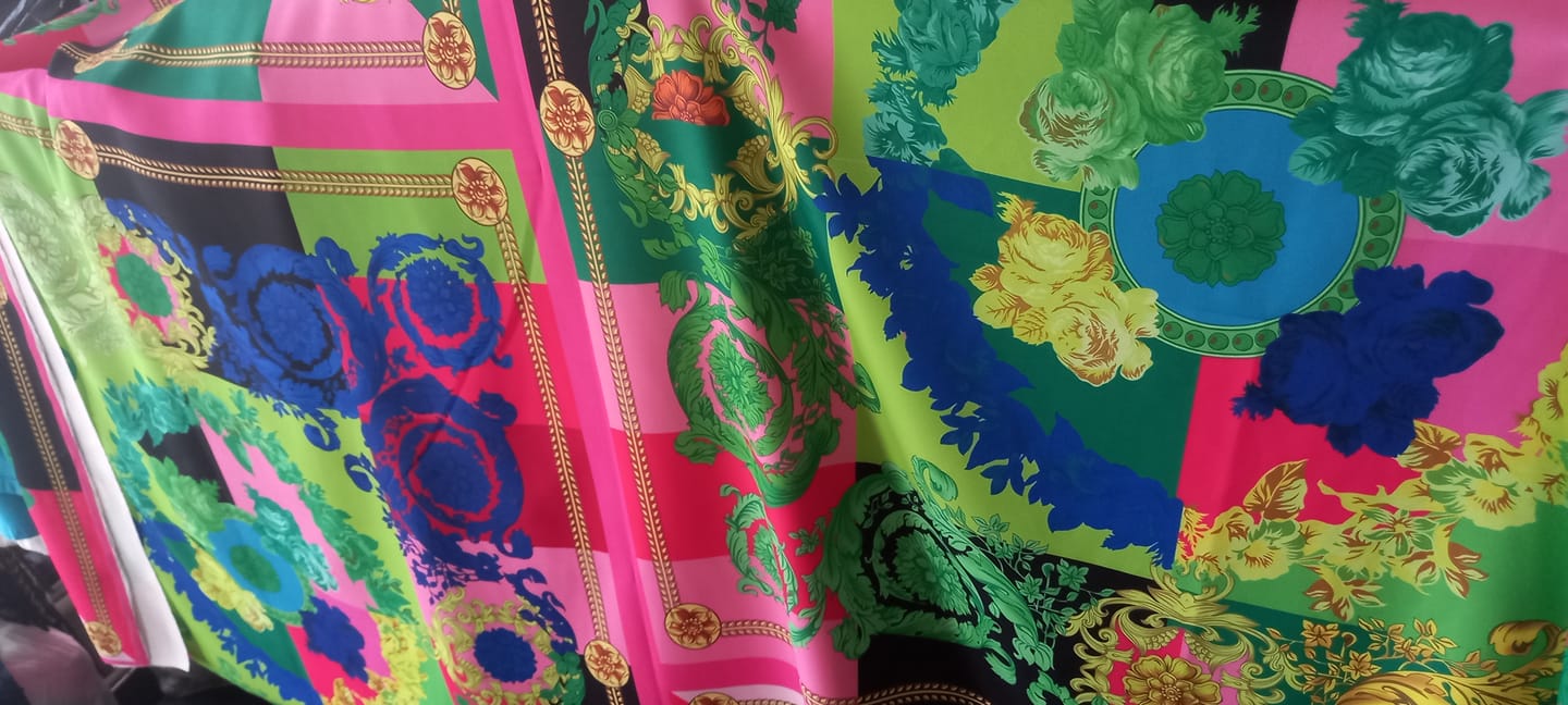 Customer photo review of Multicolour Baroque Crepe Fabric by the Metre – Luxury Dressmaking