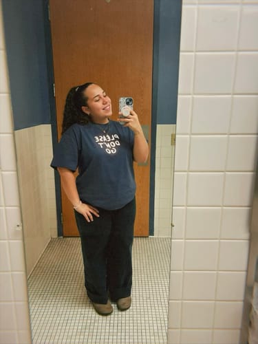 Customer photo review of Please Don't Go Oversized Tee