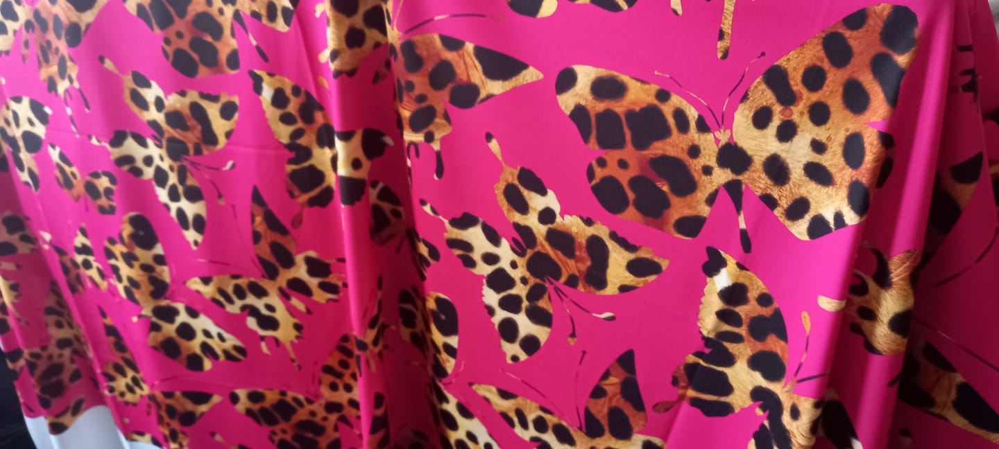 Customer photo review of Hot Pink Butterfly Pattern Fabric by Metre