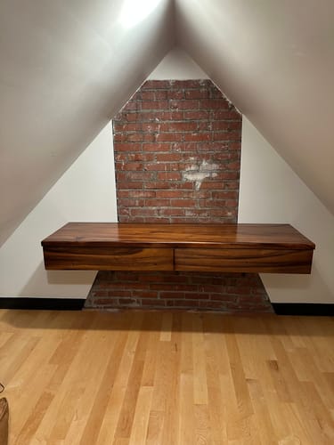 Customer photo review of Modern Floating Desk For Bedroom And Office Setup