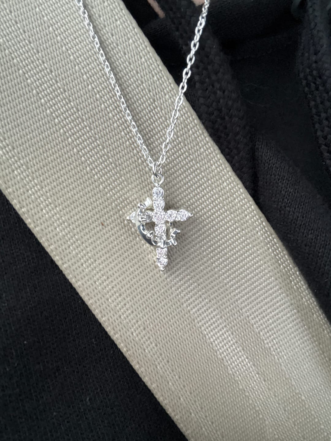 Customer photo review of FREE Today: Modern Crowned in Faith Cross Necklace, Earrings