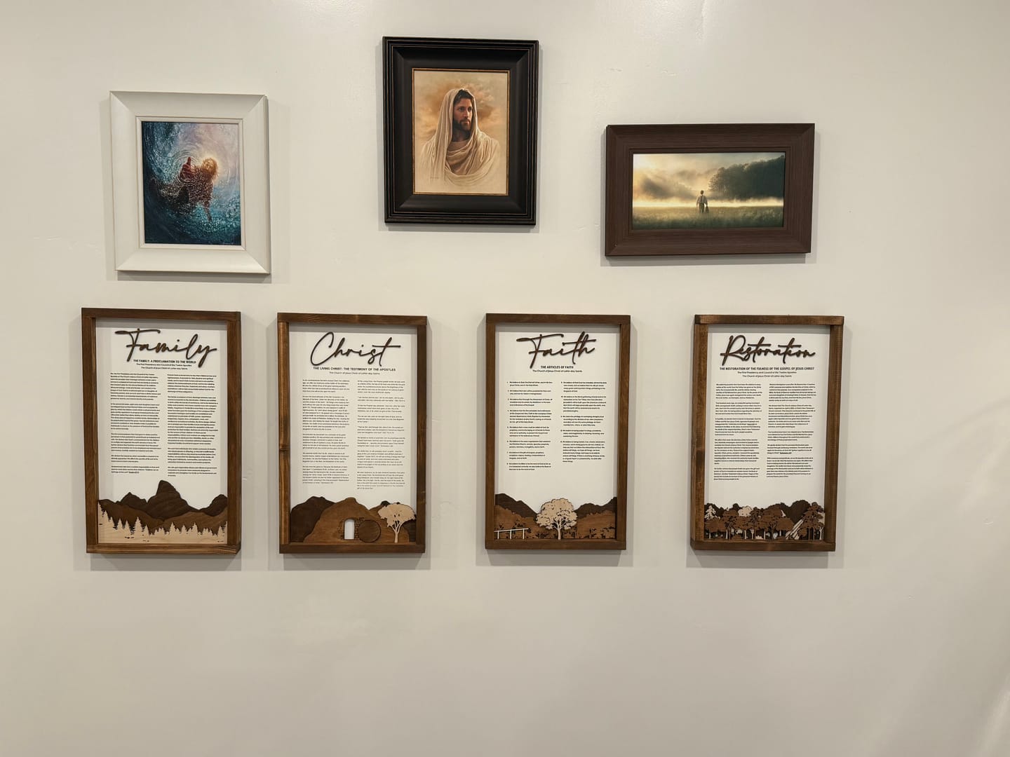 Customer photo review of 4-Piece Framed LDS Proclamation Signs With Beautiful Multi-layered Scenes