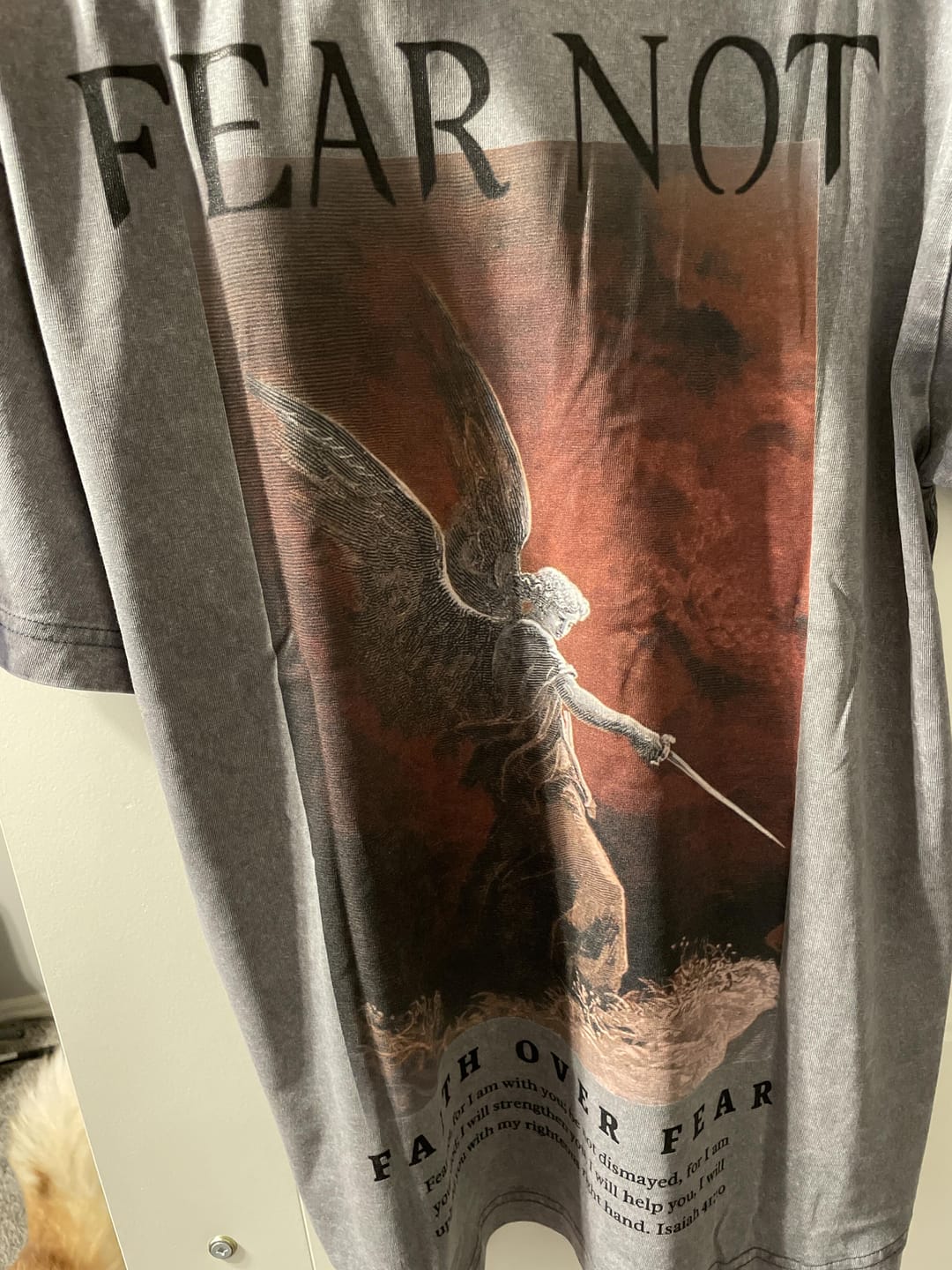 Customer photo review of Faith Over Fear Shirt - Acid Grey