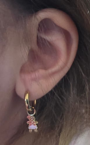 Customer photo review of Gold Huggies Earrings