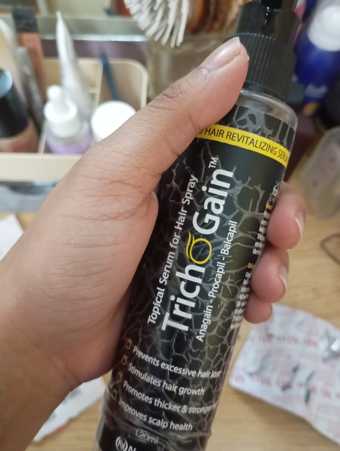 Customer photo review of Trichogain Spray For Hair Growth