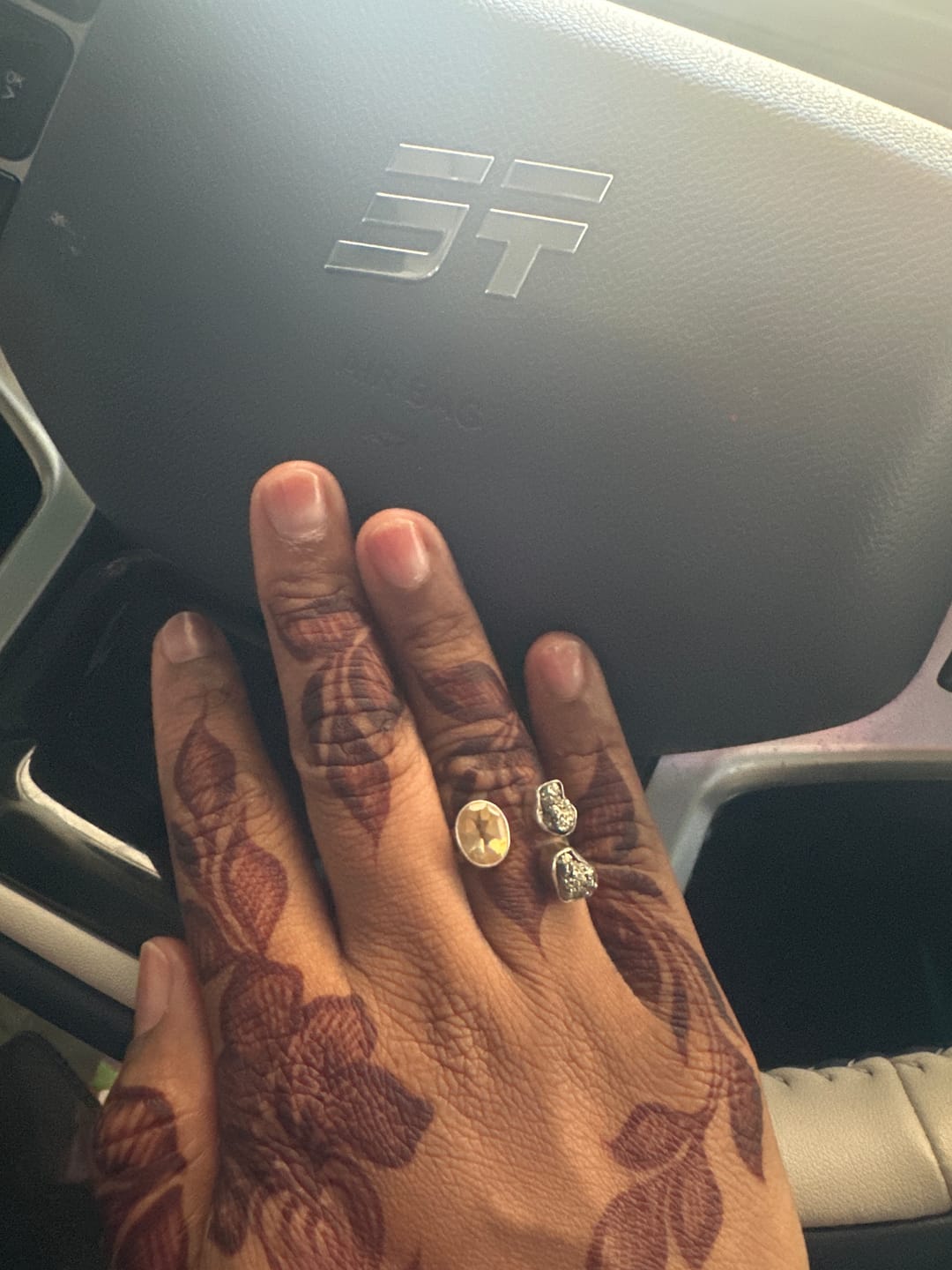 Customer photo review of Citrine + Pyrite triple ring