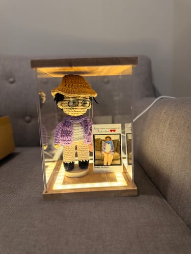 Customer photo review of Personalized Memorial Crochet Doll Keepsake with LED Display Box & Photo Card