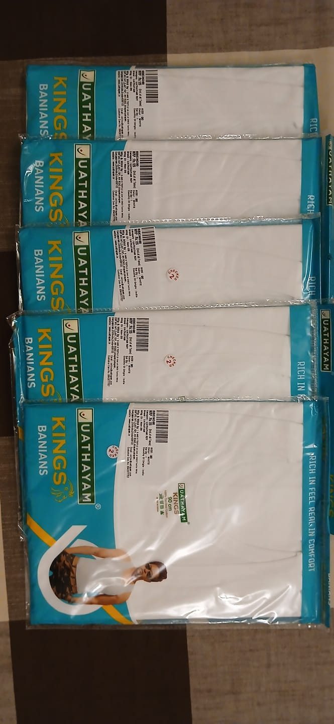 Customer photo review of Kings RN -  100% Cotton White Vest For Mens Combo (Pack of 5) | Uathayam