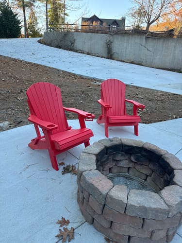 Customer photo review of Folding Adirondack Chair With Built-in Cup Holders King-Size